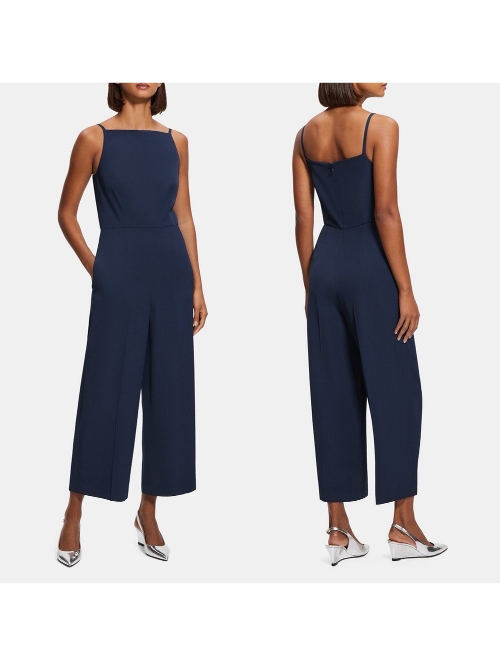 Theory Square Neck Sleeveless Jumpsuit, Navy Size 6 New w/Tag Retail $395